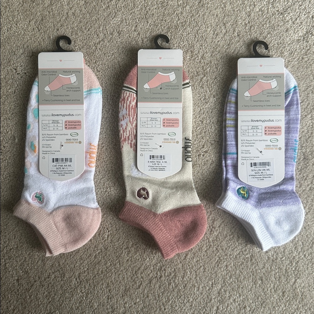 NWT Pudus Everyday Ankle Socks - size M/L - Picture 2 of 5
